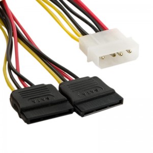 Cablu alimentare MOLEX la 2x SATA F, lung 15cm, cablu molex sata, cablu molex-sata